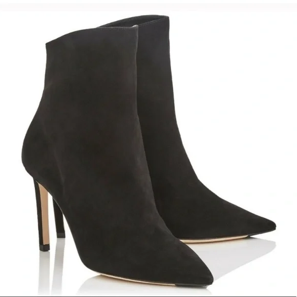 Jimmy Choo Helaine Black Suede Ankle Booties Size 37 - Picture 4 of 9
